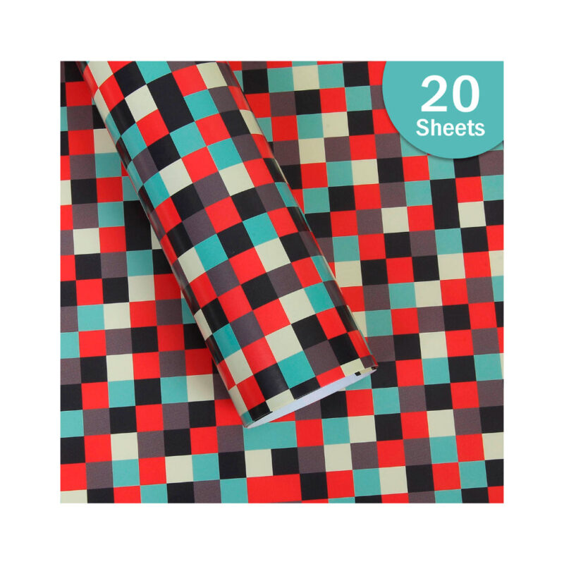 Paper Pep Multicolour Checks Print Gift Wrapping Paper 19"X29" Pack Of 20 Sheets