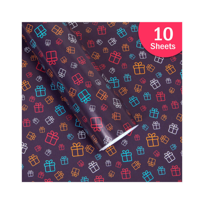 Paper Pep Blue Gift Boxes Print Gift Wrapping Paper 19"X29" Pack Of 10 Sheets