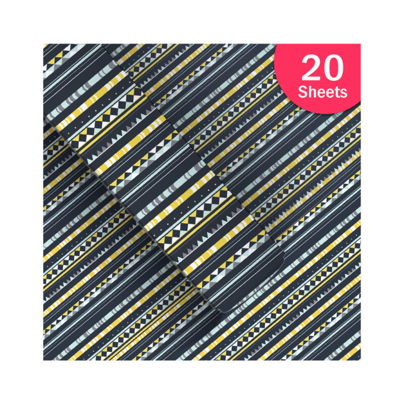Paperpep Dark Blue Lines Print Gift Wrapping Paper 19"X29" Pack Of 20 Sheets