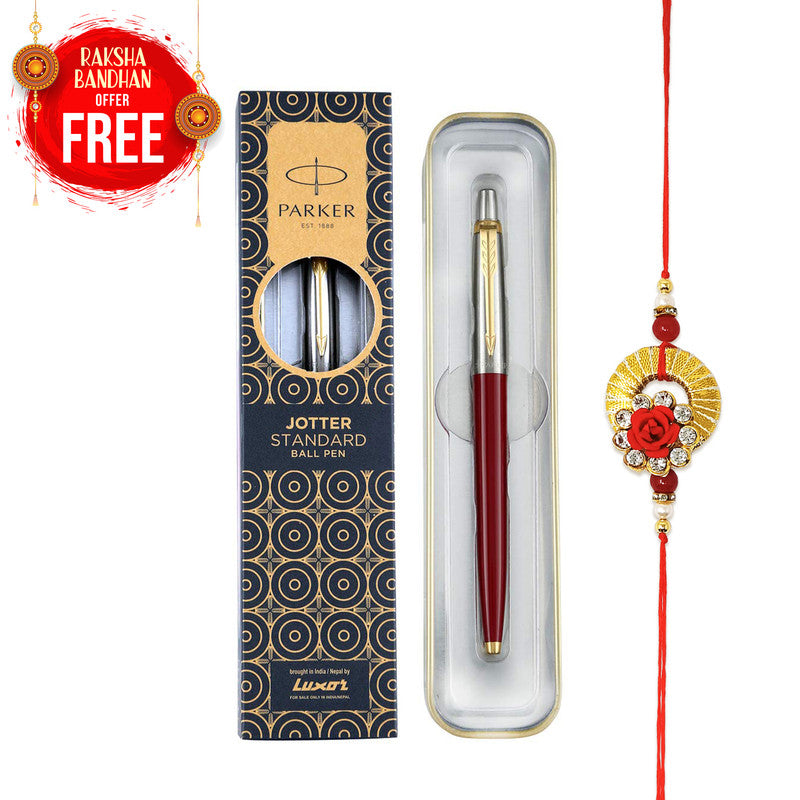 Parker Moments Jotter Standard Gold Trim Ball Pen - Blue Ink, pack Of 1