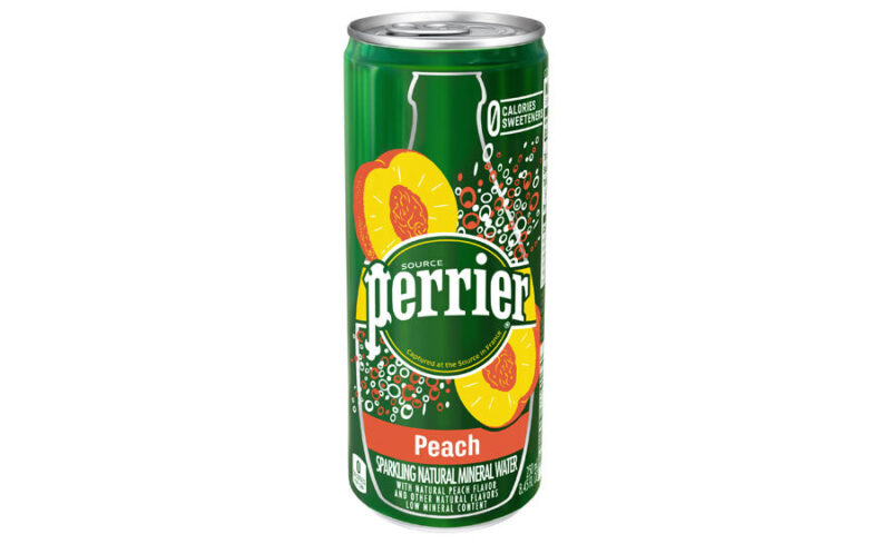 Perrier Peach Carbonated Mineral Water 330M