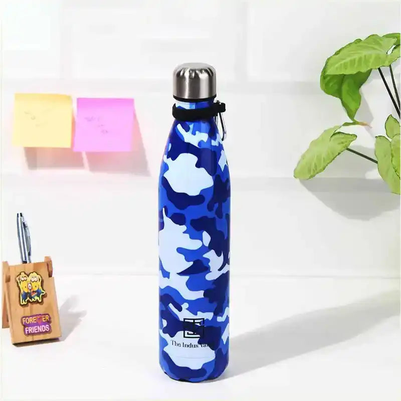 Premium Stainless Steel Camo Printed Vacuum Insulated Water Bottles, Cola Shaped, 1 Litre