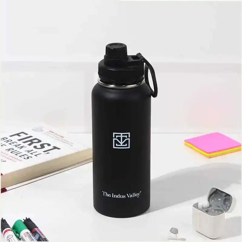 Premium Stainless Steel Vacuum Insulated Wide Mouth Water Bottle with Handle, Leak-proof, 1000ml - Image 2