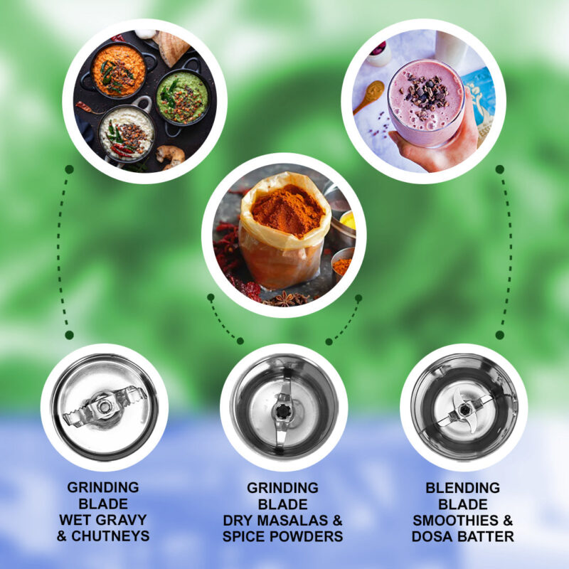 Platinum Mixer Grinder 500W with 3 Stainless Steel Jars And Anti-Rust Stainless Steel Blades, Ergonomic Handles, 5 Years Warranty On Motor, Black & Crimson - Image 6