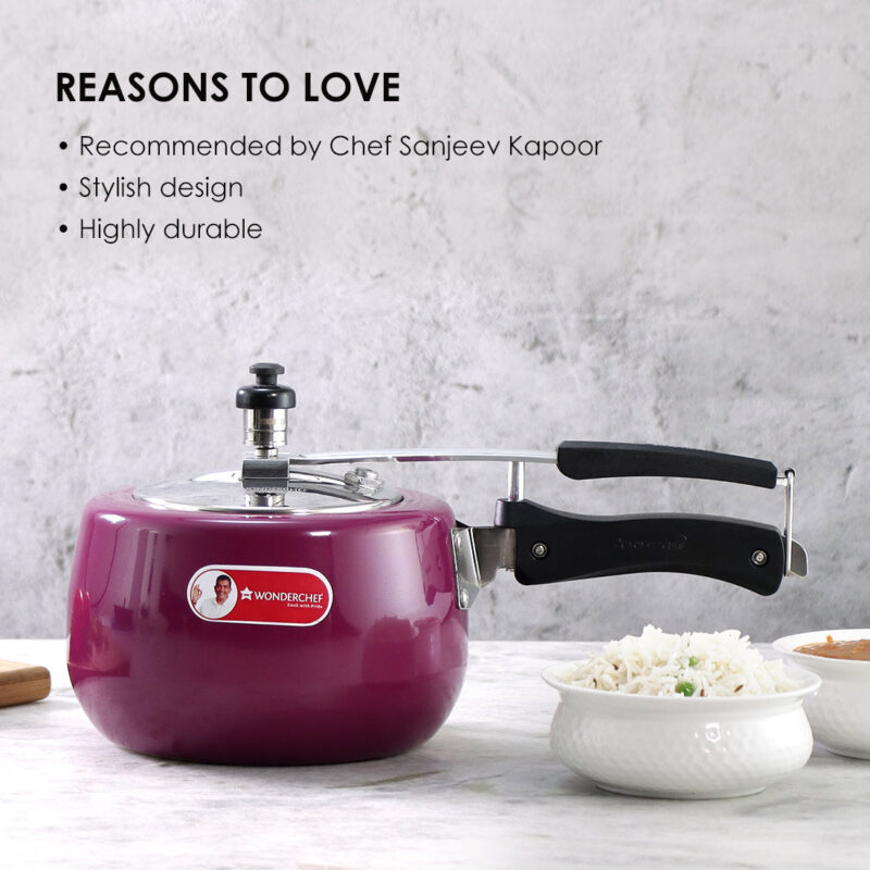 Regalia Induction Base 3L Pressure Cooker with Inner Lid, 2 Years Warranty, Purple - Image 7