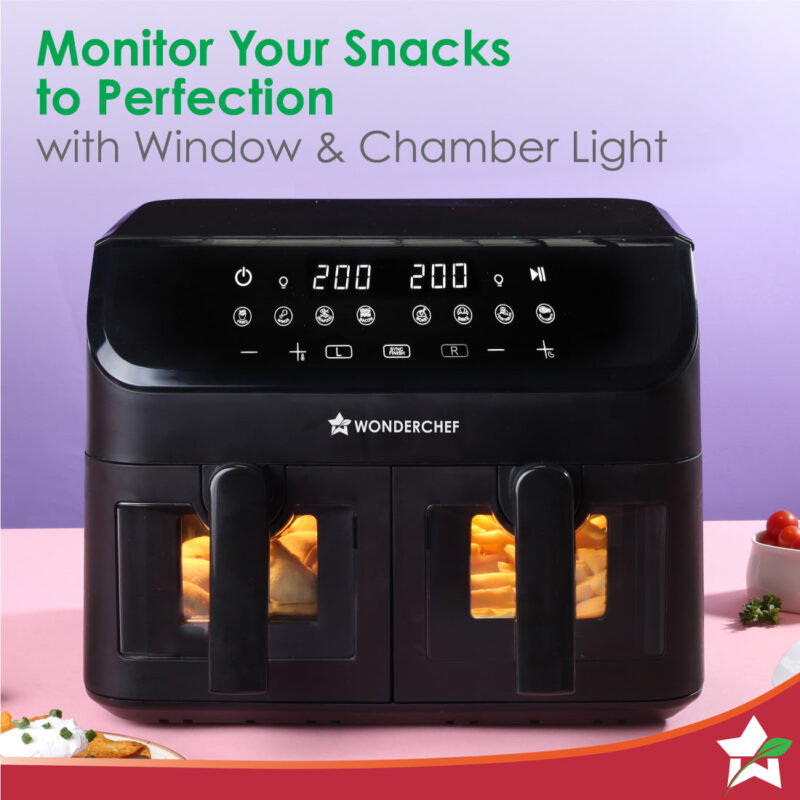 Regenta Digital Air Fryer with Dual Basket | 2000W, 9L | 2 Baskets for Different Types of Cooking | Healthy Food with Minimum Oil | Auto Resume & Shut-off | Touch Screen | 2 Year Warranty - Image 4