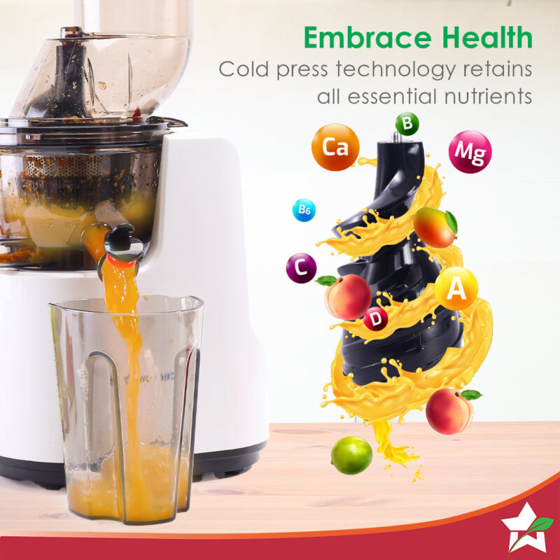 Regenta Full Fruit Juicer | Professional Cold Press | High Juice Yield | 240W | 55 RPM | Fine Strainer | All-in-1 Fruit & Vegetable Juicer | White | 2 Year Warranty - Image 7