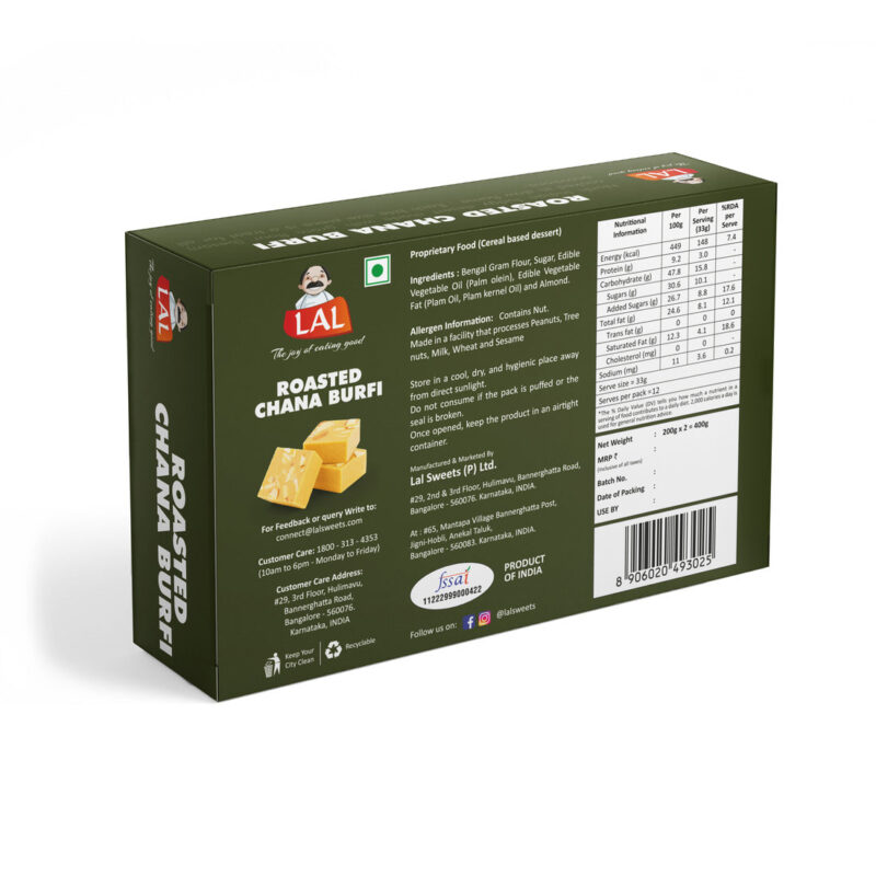 Lal Roasted Chana Burfi - 400gm - Image 2