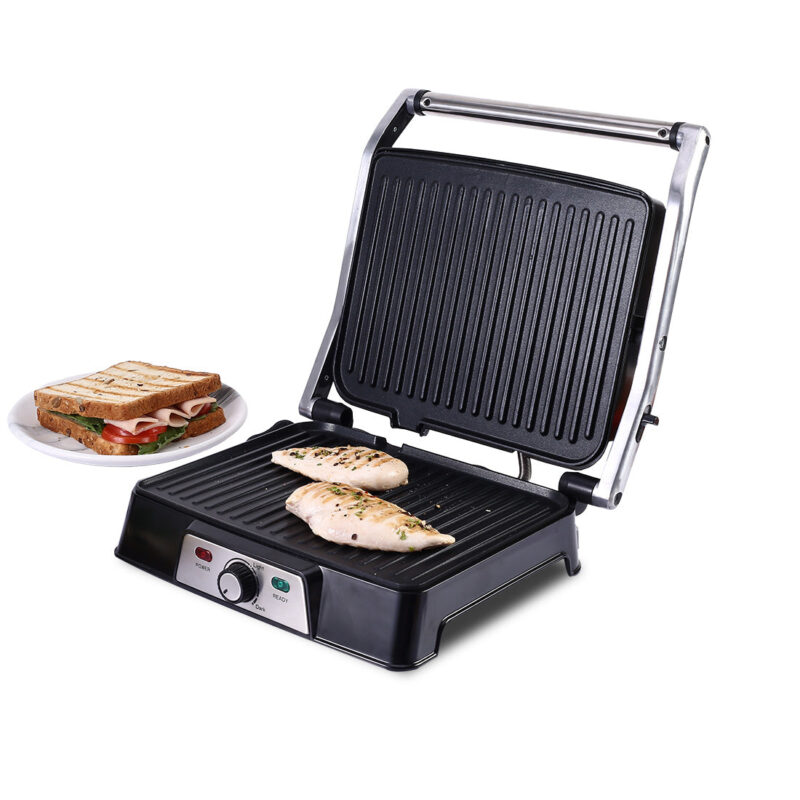 Sanjeev Kapoor Tandoor Professional| Electric Contact Grill & Sandwich Maker|3-in-1 Appliance|2000 Watt|180 Degree Grilling|Cool Touch Handle|LED Indicator|2 Year Warranty|Black & Silver - Image 8