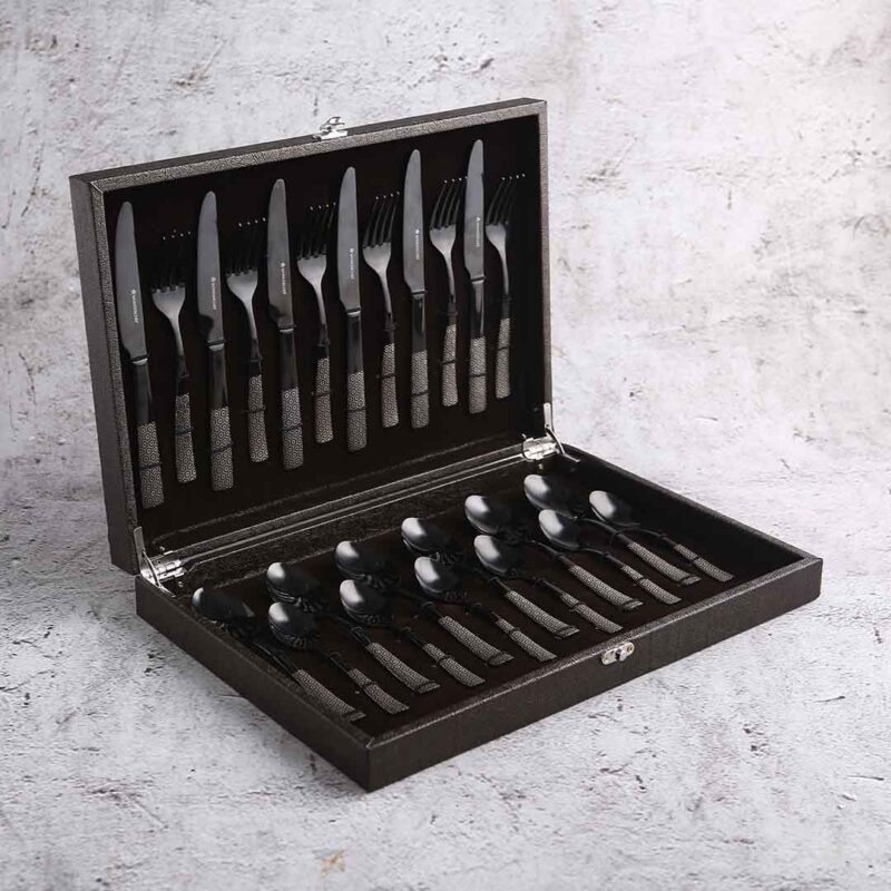 Roma Cutlery Gift Set - Black - Set of 24pcs - Image 6