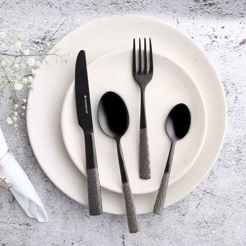 Roma Cutlery Gift Set - Black - Set of 24pcs - Image 3