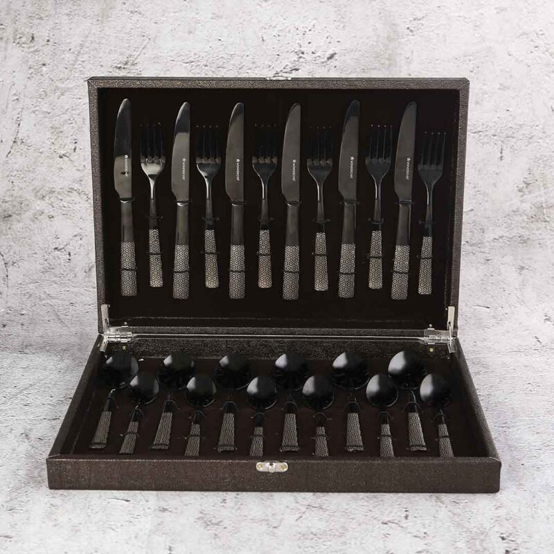 Roma Cutlery Gift Set - Black - Set of 24pcs - Image 5