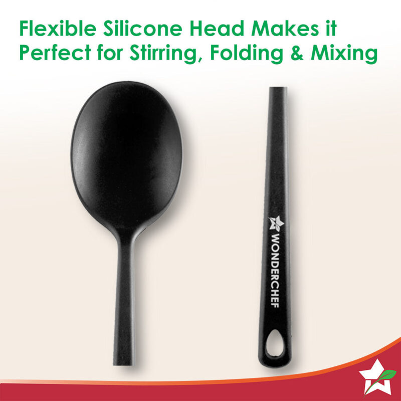 Waterstone Silicon Spoon | Stainless Steel Core | Food Grade Silicone | Ideal Depth | Use for Cooking and Serving Gravies, Dals, etc. | Non-stick, Flexible, Heat Resistant, Stylish Design - Image 3