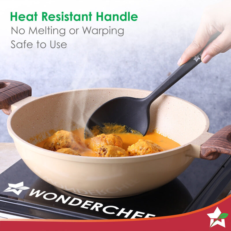 Waterstone Silicon Spoon | Stainless Steel Core | Food Grade Silicone | Ideal Depth | Use for Cooking and Serving Gravies, Dals, etc. | Non-stick, Flexible, Heat Resistant, Stylish Design - Image 4