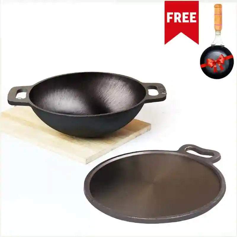 Super Smooth Cast Iron Kadai+Tawa+ Free ₹400 Tadka Pan, Kitchen set for Home, 100% Pure, Toxin-free, Nonstick - Image 14