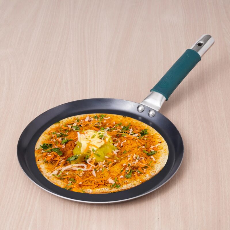 Ironklad 100% Pure Sheet Iron Tawa, Steel Cool Touch Handle & Silicone Grip, Pre-seasoned, Toxin-free, Induction, 26 cm, 1 Kg - Image 10