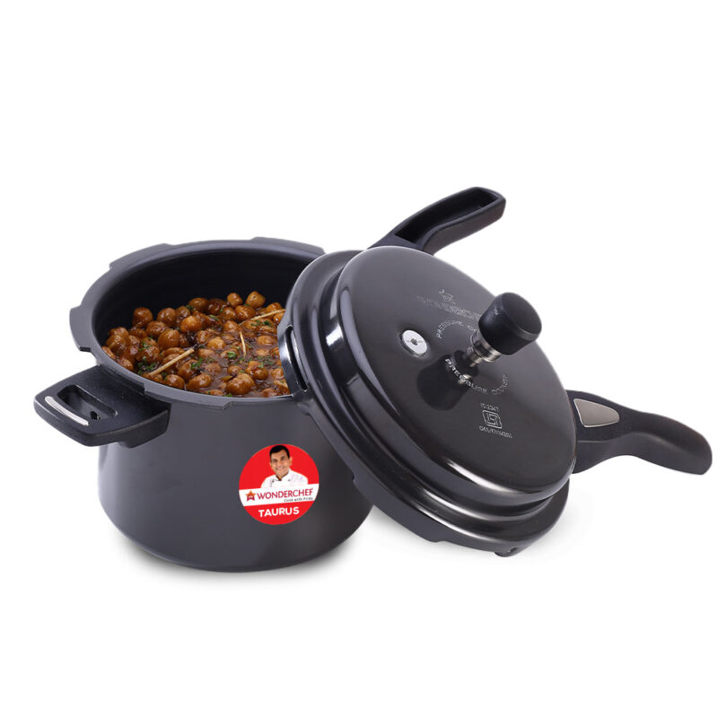 Taurus Hard Anodized 5L Outer Lid Pressure Cooker, SS Lid, Soft Touch Handles for Durability, Induction Friendly, Black, 5 year warranty, ISI Certified - Image 2