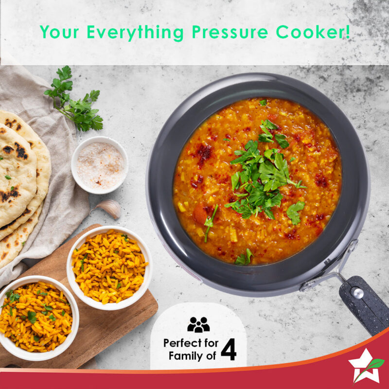 Taurus Hard Anodized 3L Inner Lid Pressure Cooker | Soft Touch Handles for Durability   Induction Friendly | Black - Image 4