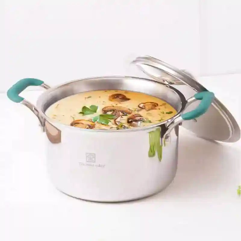 TurboCuk Tri-ply Stainless Steel Casserole/Biryani Cooking Pot, Premium Quality, 3 Layer Thick Body, Cool Silicone Handles, 100% Toxin-free, Non-stick, Induction & Gas, 1.4L - Image 15