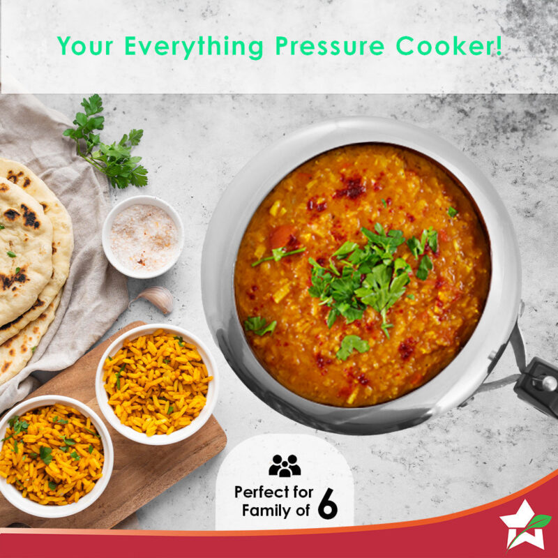 Inner Lid Ultima 3L Pressure Cooker | 3.25 mm Heavy Encapsulated Bottom | Bakelite Handles for Durability | Induction Friendly (Aluminium , Silver) - Image 5