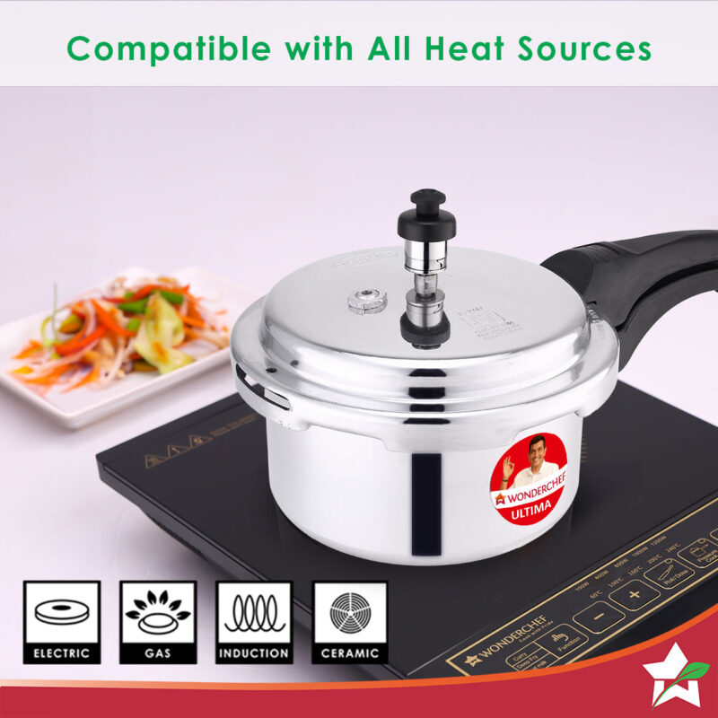 Ultima Induction Base 2L Aluminium Pressure Cooker With Outer Lid - Image 3