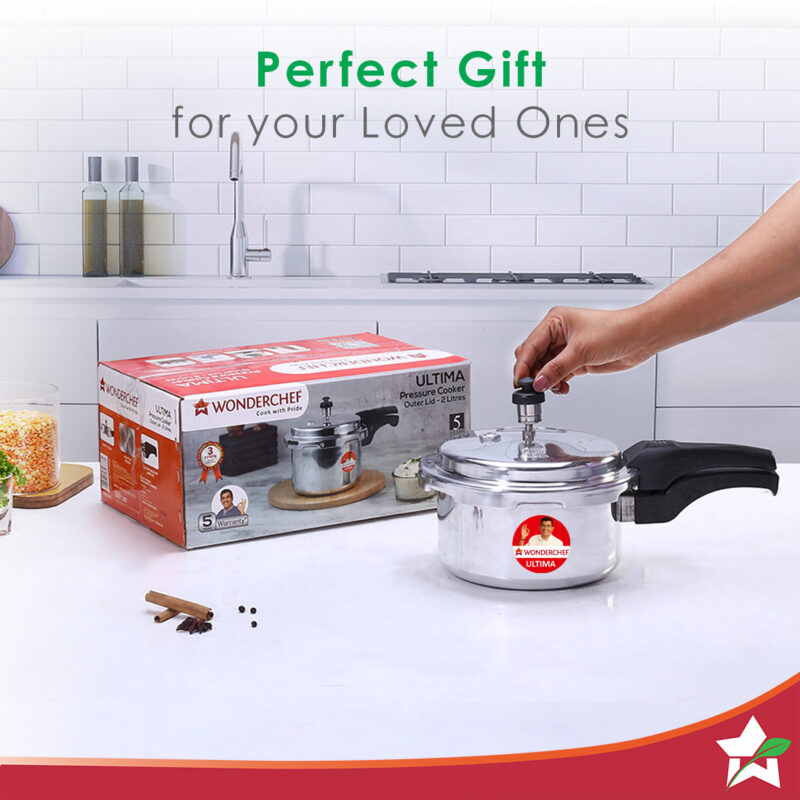 Ultima Induction Base 2L Aluminium Pressure Cooker With Outer Lid - Image 6