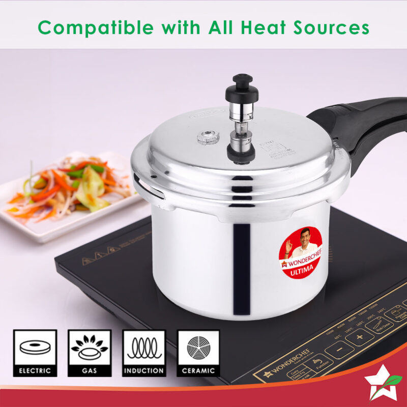 Outer Lid Ultima 3L Pressure Cooker, 3.25 mm Heavy Encapsulated Bottom, Bakelite Handles for Durability, Induction Friendly (Aluminium , Silver) - Image 3