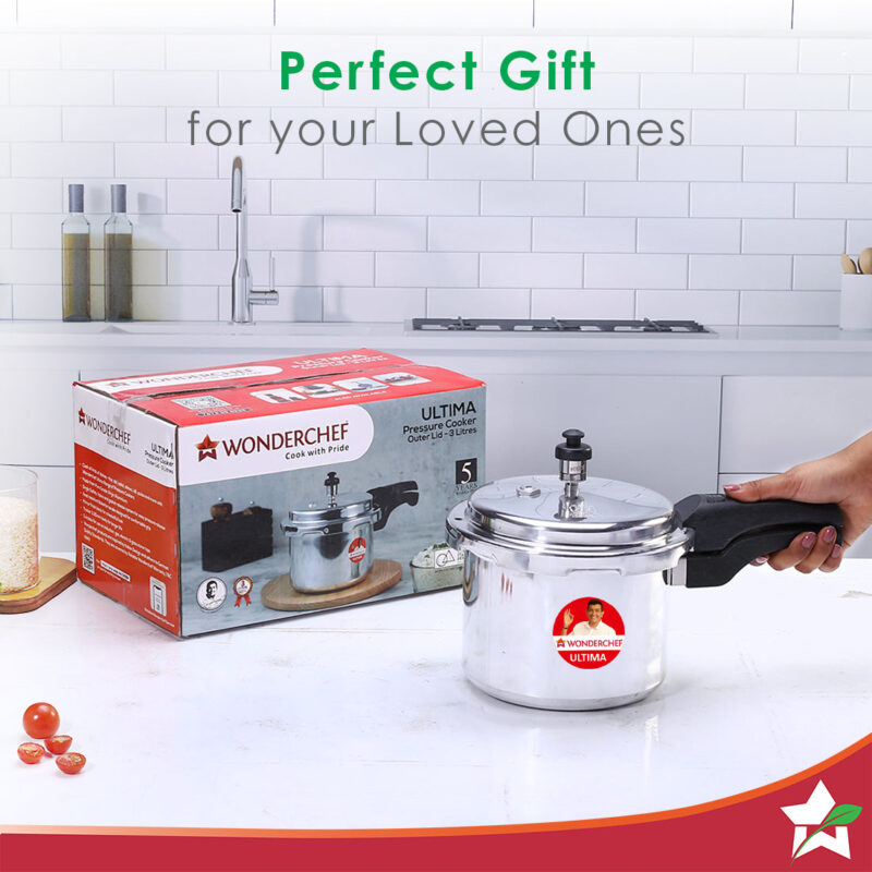 Outer Lid Ultima 3L Pressure Cooker, 3.25 mm Heavy Encapsulated Bottom, Bakelite Handles for Durability, Induction Friendly (Aluminium , Silver) - Image 7