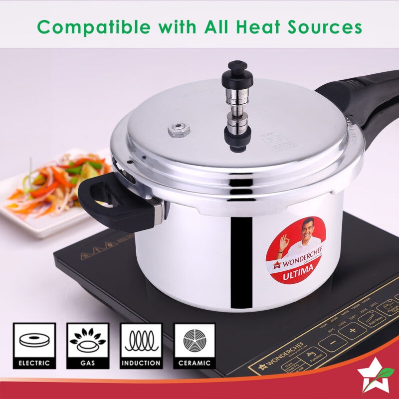 Ultima Induction Base 5L Aluminium Pressure Cooker With Outer Lid - Image 3