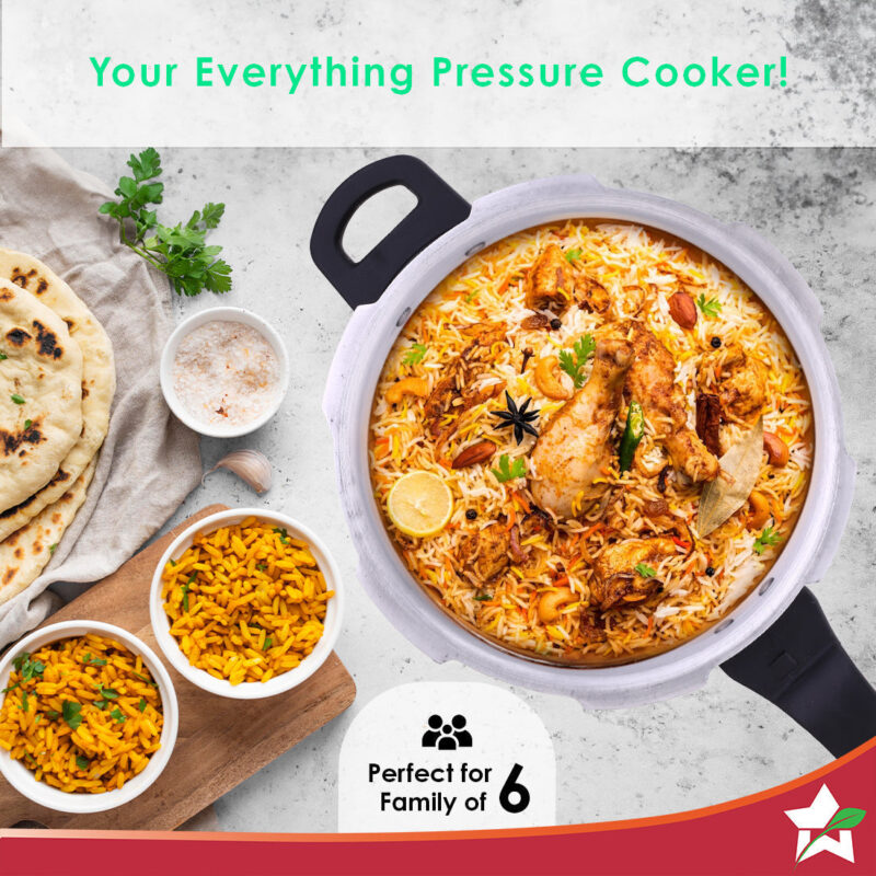 Ultima Induction Base 5L Aluminium Pressure Cooker With Outer Lid - Image 4