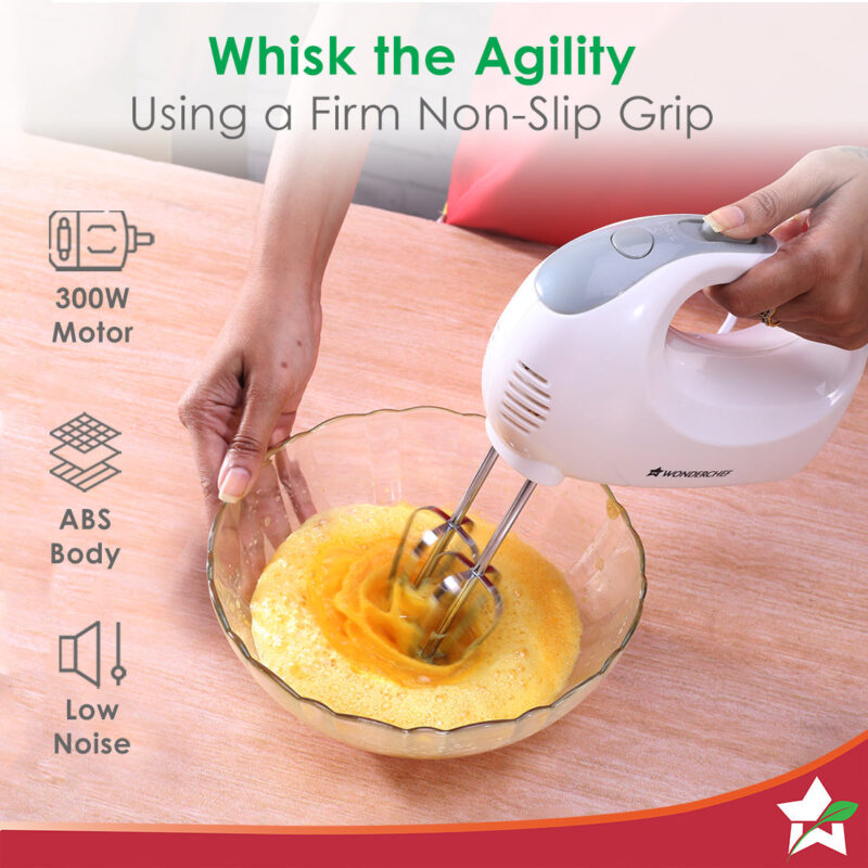 Ultima Plus Hand Mixer, 200W, 5 Speed Setting, Stainless Steel Beater and Kneading Hooks, 2 Years Warranty, White - Image 2