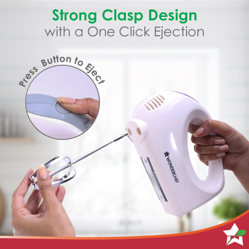 Ultima Plus Hand Mixer, 200W, 5 Speed Setting, Stainless Steel Beater and Kneading Hooks, 2 Years Warranty, White - Image 5