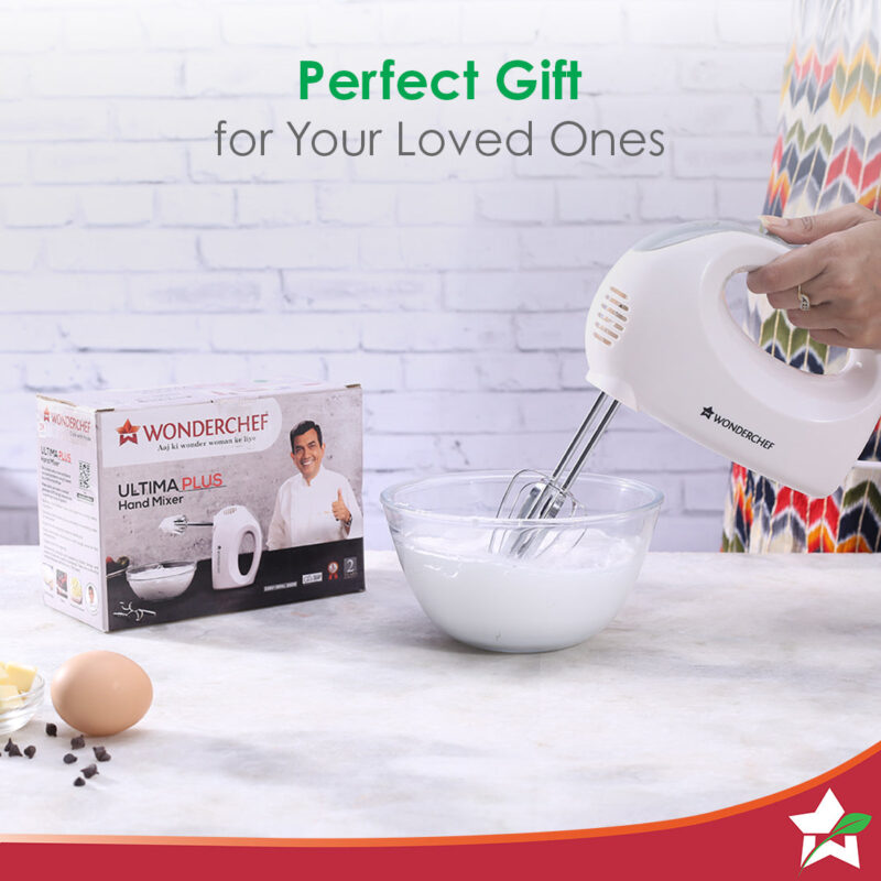 Ultima Plus Hand Mixer, 200W, 5 Speed Setting, Stainless Steel Beater and Kneading Hooks, 2 Years Warranty, White - Image 6