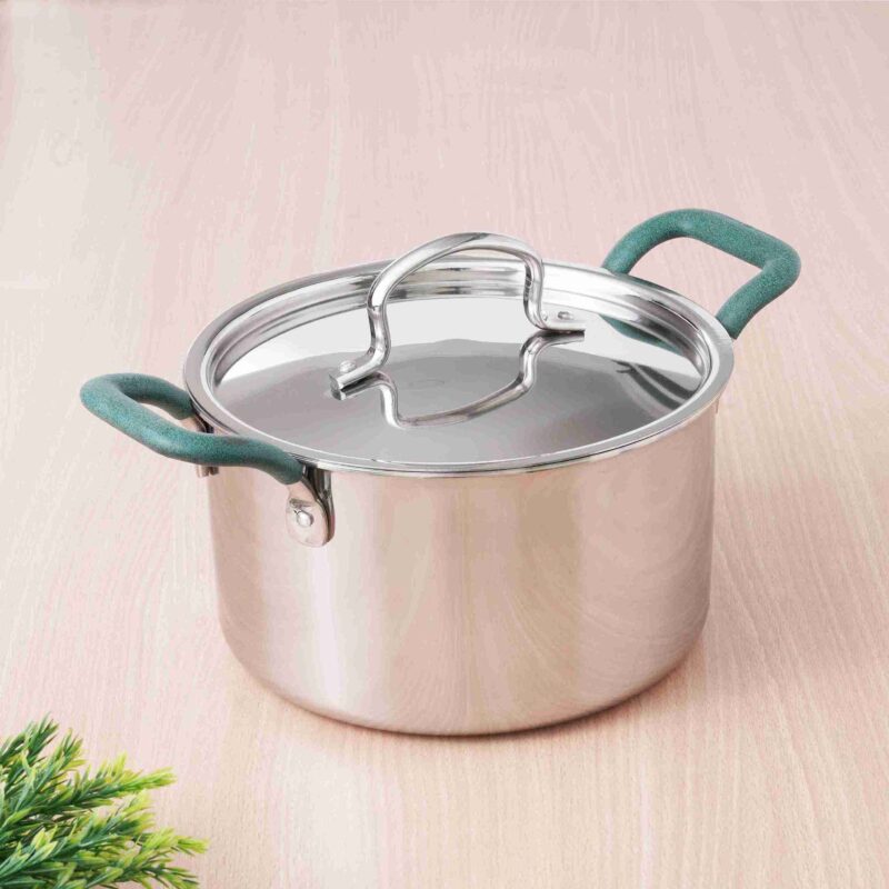 TurboCuk Tri-ply Stainless Steel Casserole/Biryani Cooking Pot+ Steel Lid, Premium 3 Layer Body, Cool Silicone Handles, Induction, Non-stick, 2.9L - Image 16