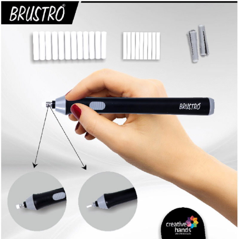 BRUSTRO Automatic Eraser | 2.3mm, 5mm| 22 Refills, 2 Eraser Holders | Ideal for Students and Adults, Drawing, Sketching, Mandala, Portrait | Battery Operated, Electric (Batteries not Included) - Image 2