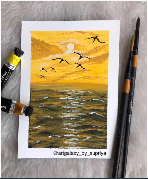 BRUSTRO Artists Gold Taklon Brushes Set of 10| Ideal for Acrylics, Oil paintings, Watercolour | long handle, Bright, Filbert, Flat, Round, Professional Art, School, Office Use. - Image 3