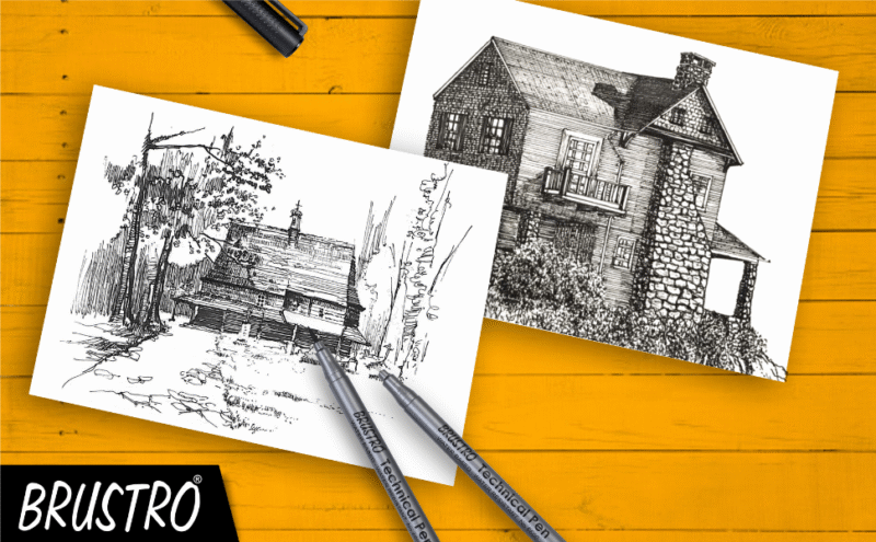 BRUSTRO Technical Pen Fineliner Set| Black| Tip Size- 0.05|0.1|0.2|0.3|0.4|0.5|0.6|0.8 mm| & Brush - Set of 9 | Ideal for Doodle,Mandala,Fineart,Architecture,Technical Drawing,Illustrations,Waterproof - Image 4