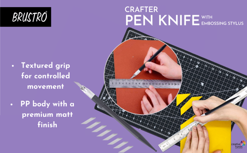 Brustro Crafter Pen Knife with Embossing Stylus 8 Blade refills included