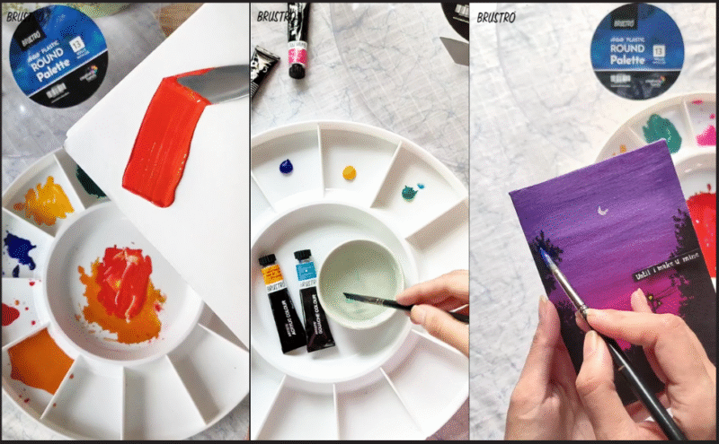 Brustro Round Plastic Palette 13 Wells with Clear lid (30 cm/12” Dia) - Image 2