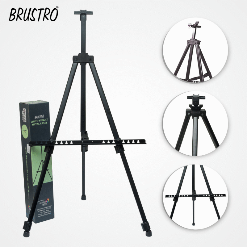 BRUSTRO Artists Lightweight Metal Easel | Holds Canvas from 6" to 32" | Portable, Multifunctional, Foldable, Ideal for Painting Display, field & tabletop with Weatherproof Carry Bag - Image 4