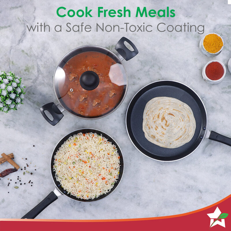 Valencia Non-stick Cookware Set - Black - Image 6