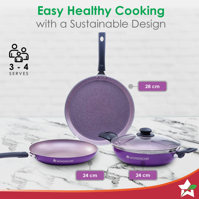 Valencia Non-stick Cookware Set - Purple - Image 5