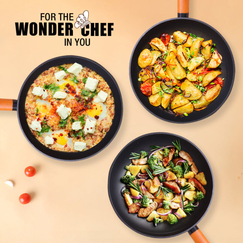 Caesar Forged Fry Pan, 24cm, Black, Healthy Greblon C3 Non-stick Coating, Made from Virgin Aluminium, PFOA Free, German Beechwood Handles, Use for Frying, Sauteing, Roasting, Easy to Clean - Image 6