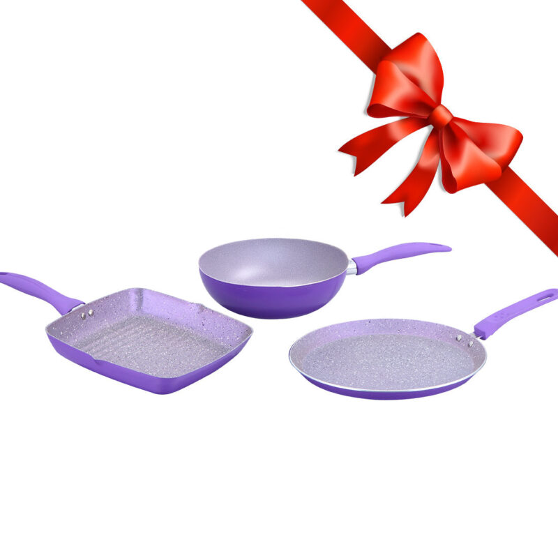 Wonderchef Renewed Celebration 3 Piece Set | Wok (without Lid), Grill Pan, Dosa Tawa - Image 2