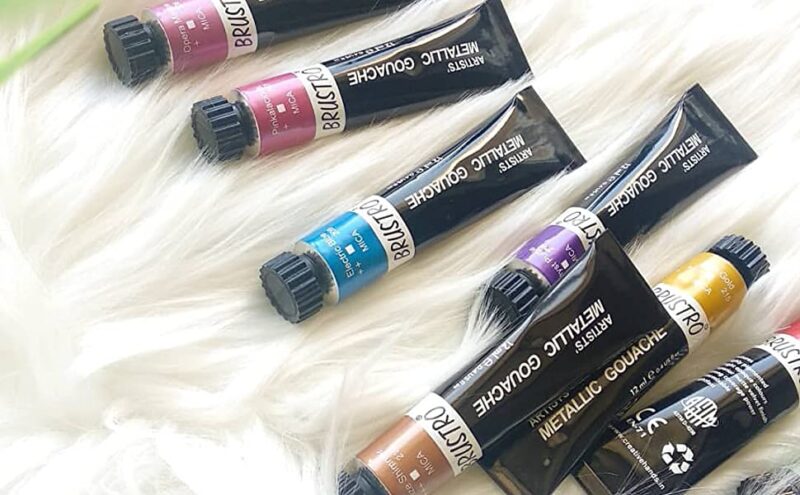 BRUSTRO BRGCCBLA5 Metallic Gouache Set Matte Finish 12ml - Image 7