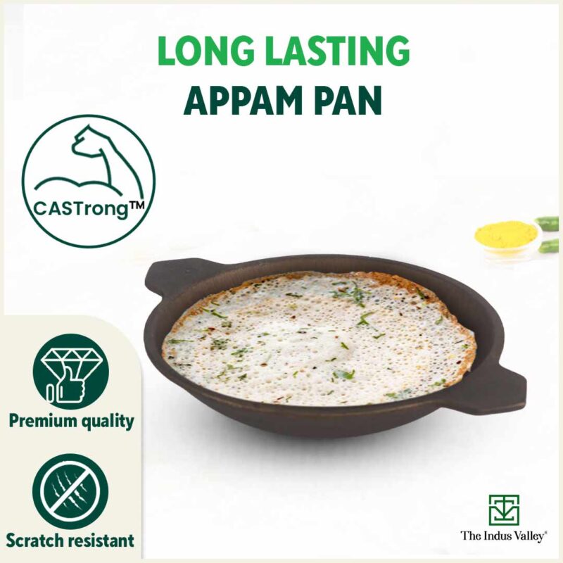 Super Smooth Cast Iron Appam Pan/Appachetty, Pre-seasoned, Nonstick, 100% Pure, Toxin-free, 22cm, 1.9kg - Image 9