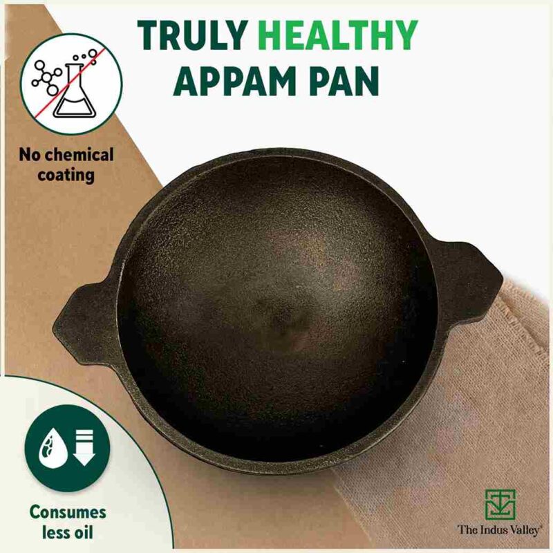 CASTrong Cast Iron Appam Pan/Appachetty, Pre-seasoned, Nonstick, 100% Pure, Toxin-free, Induction, 22cm - Image 6