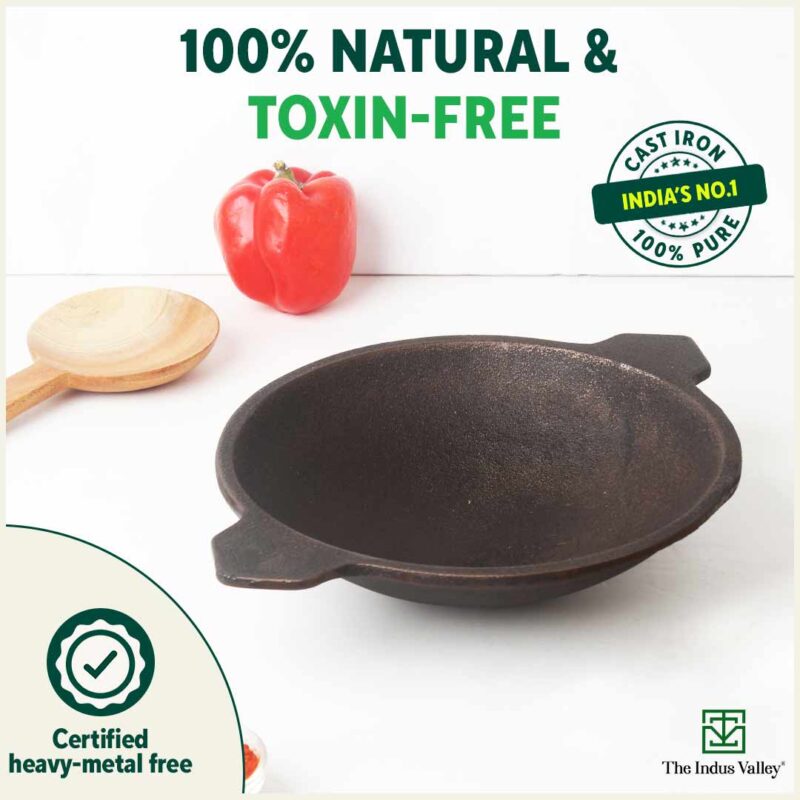 CASTrong Cast Iron Appam Pan/Appachetty, Pre-seasoned, Nonstick, 100% Pure, Toxin-free, Induction, 22cm - Image 5