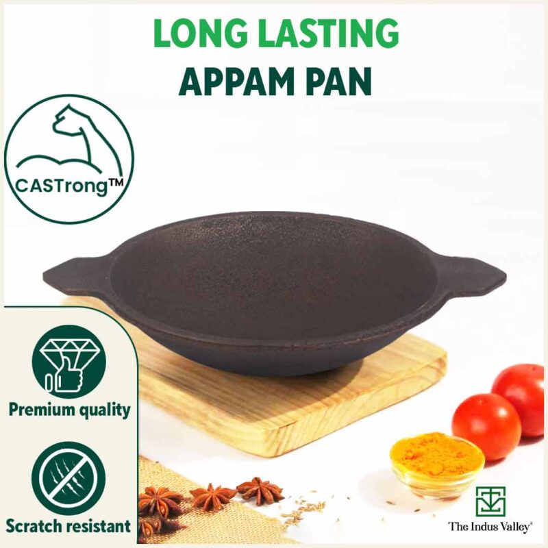 CASTrong Cast Iron Appam Pan/Appachetty, Pre-seasoned, Nonstick, 100% Pure, Toxin-free, Induction, 22cm - Image 13