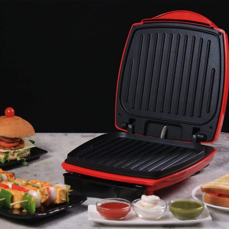 Sanjeev Kapoor Tandoor Burger And Grill Master, Non-stick Grilling Plates, Die-cast Aluminium, Transparent Bun Warmer, 1 Year Warranty - Image 9